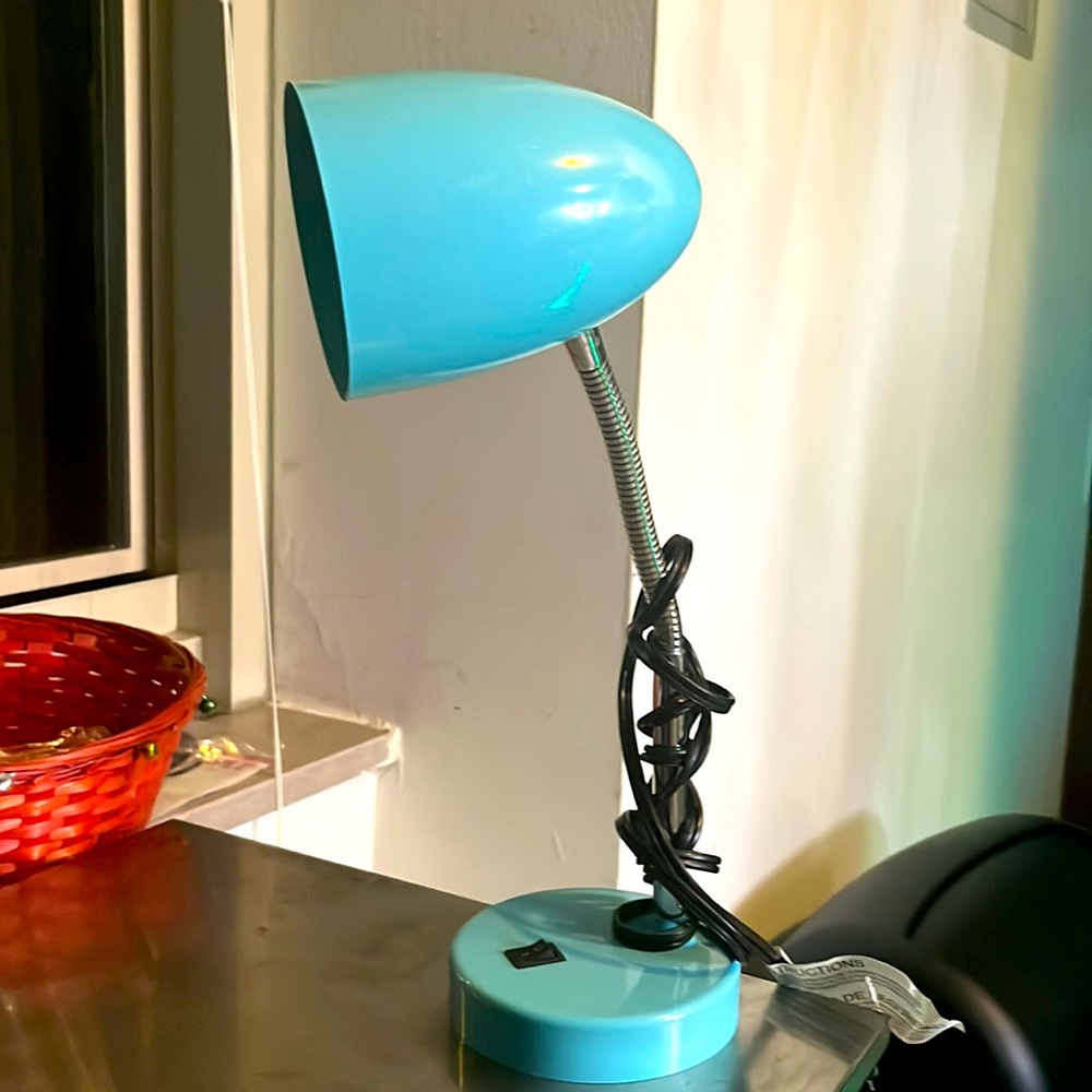 light blue desk lamp